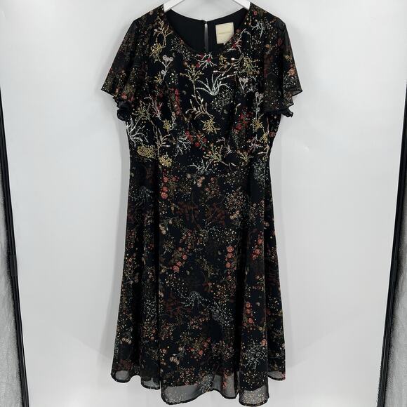 Modcloth Black Floral Midi Dress - Picture 2 of 11
